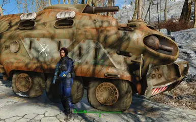 Sarah in front of a Minutemen APC