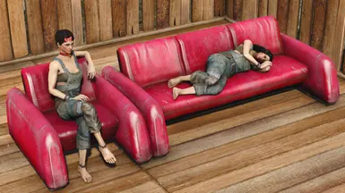 Modular Red Lounge Couch