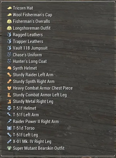 Minimal amount of added keywords for streamlined armor and clothing sorting.