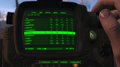 Pip-Boy: Actor Values Tab