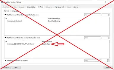 Quest Tags - Doesn't work if Simplified Sorting Patches files are overridden