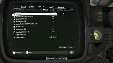 Unlimited grouping of items in Pipboy inventory