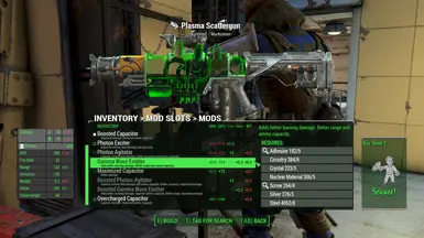 Comparison of all mods to your current weapon setup as a well-arranged table. 