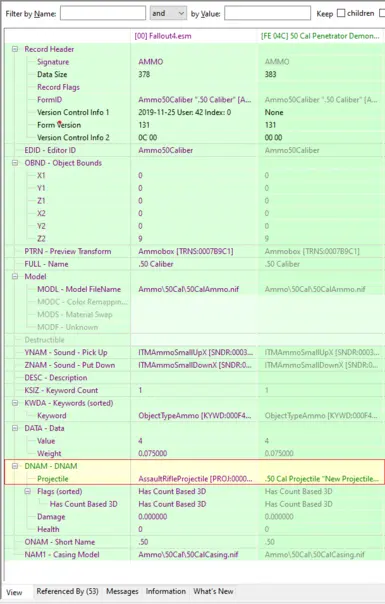 Ammunition Record: Adding/Linking a new Projectile to the Ammunition Record