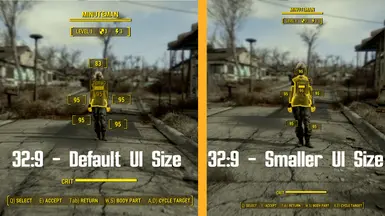 Comparison between the default and smaller UI interface sizes.