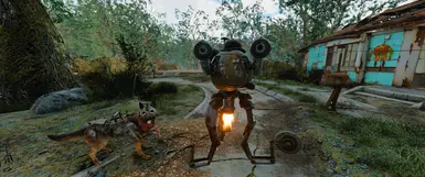 Codsworth and Dogmeat at Sanctuary