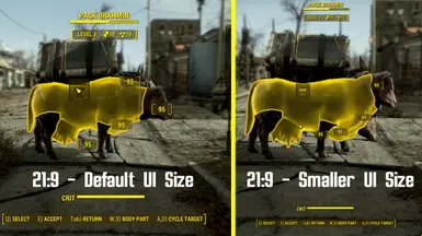 Comparison between the default and smaller UI interface sizes.