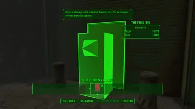 The door leading to the outside of Diamond City can be snapped to this green door.