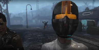 Black helmet with yellow glow