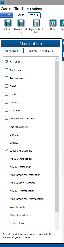 Default Categories