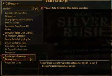 bSynchronizeContainerCategories and bPreventSwitchWhenEmptyingCategory