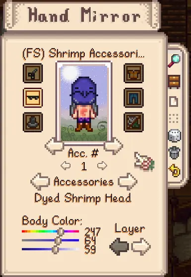 Dyeable shrimp head (includes layer for stripes)