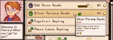 Seeds and saplings are purchasable in Pierre's Shop.