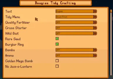 the ingame mod menu (default settings)