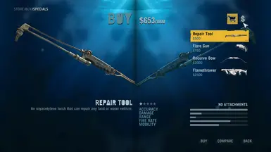 New price list for Special Weapons. Store stats reflect actual performance of weapons.