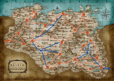 Orange - original stops/connections. Blue - my added stops/connections