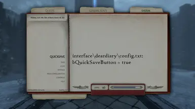 Enabling QuickSave button in System menu