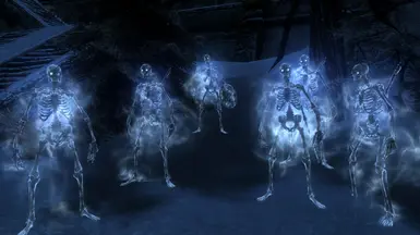 Skeletons reanimated with Subjugated Ghost spell and Frost Affinity