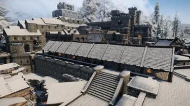 Windhelm Arena Market (long, elevated, covered wallwalk-level market)