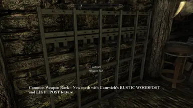 Common Weapon Rack   New mesh with Gamwich s RUSTIC WOODPOST and LIGHTPOST texture