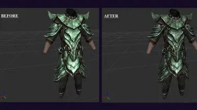 Practical Female Armor with Darker Orcish Armor tweak, before-after comparison in Nifskope.