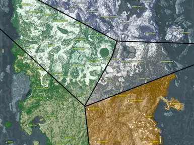 Rough Voronoi diagram of the regions for each Stone