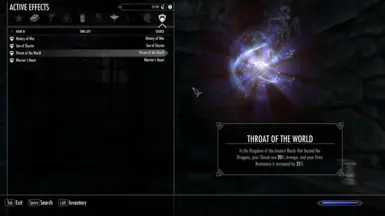 Throat of the World active within Skyrim