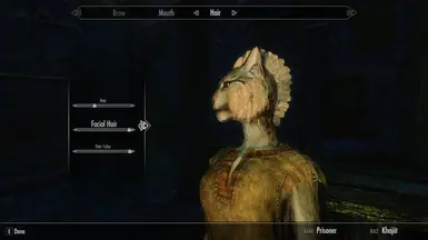 Khajiit female with beard and dark elf hair