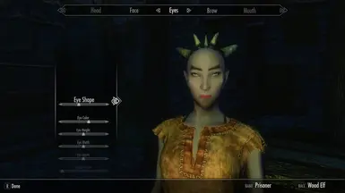 female Wood Elf dark elf skin human eyes  Argonian horns