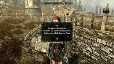 Aela wears unusual armor (Ancient Nord is flagged as Daedric in vanilla, hence it is non conductive).