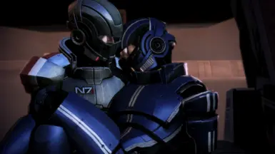 MaleShep carrying Kaidan in his arms