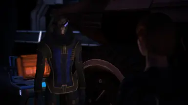 Garrus wears his casual outfit from ME2