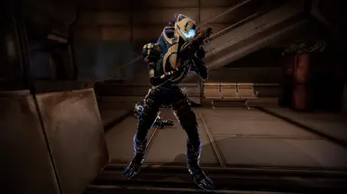 Blue Suns Turian Trooper using his Shield Boost