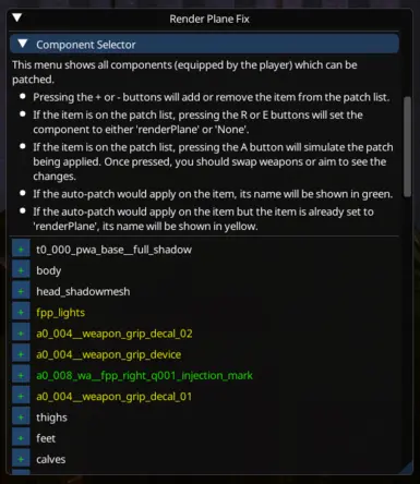 Menu - Custom Patch - Component Selector