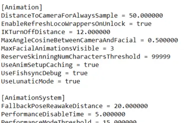 INI settings and EXE parameters list