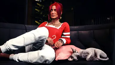Red Sweater and White Pants 