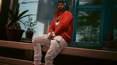 Red Pullover and Flipflops, White refit Pants - Thanks Lar <3