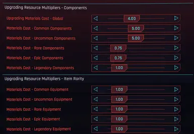 Options - Upgrading Cost Multipliers