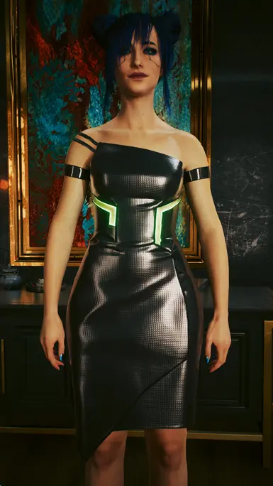 Long Dress - Latex with Green Emissive