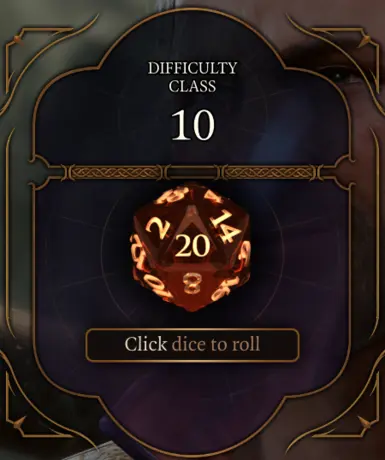 An in-game screenshot of the custom die