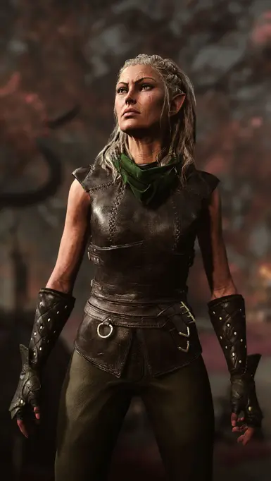 Sleeveless leather armor with a scarf (Black and Summer Green Dye)