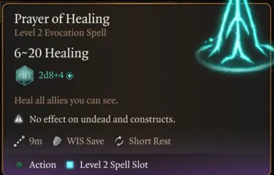 Note: There is currently a bug that shows false saving throws on spells that don't have one