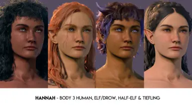 Hannah - Body 3 Human, Elf/Drow, Half-Elf, Tiefling