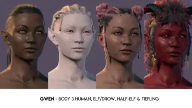 NEW! Gwen - Body 3 Human, Elf/Drow, Half-Elf, Tiefling