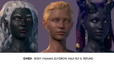 NEW! Gwen - Body 1 Human, Elf/Drow, Half-Elf, Tiefling
