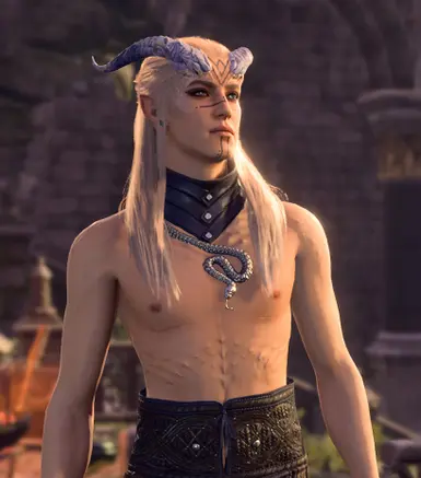 Halcyon in dragonborn underwear + lae'zel pants combo