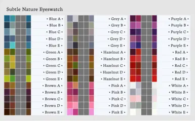 Human and Underdark palettes. From left to right: primary iris color, secondary iris color, CC swatch.