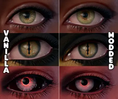 Subtle Nature colors on a vanilla iris vs custom iris textures from Face Texture Tweaks