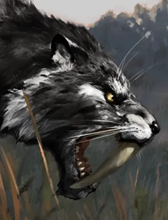 Black Smilodon and Black Horse