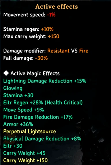 Active effects list with EpicLoot magic effects